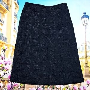 Eileen‎ Fisher Silk Lined Elegant Black Textured Skirt Size Medium